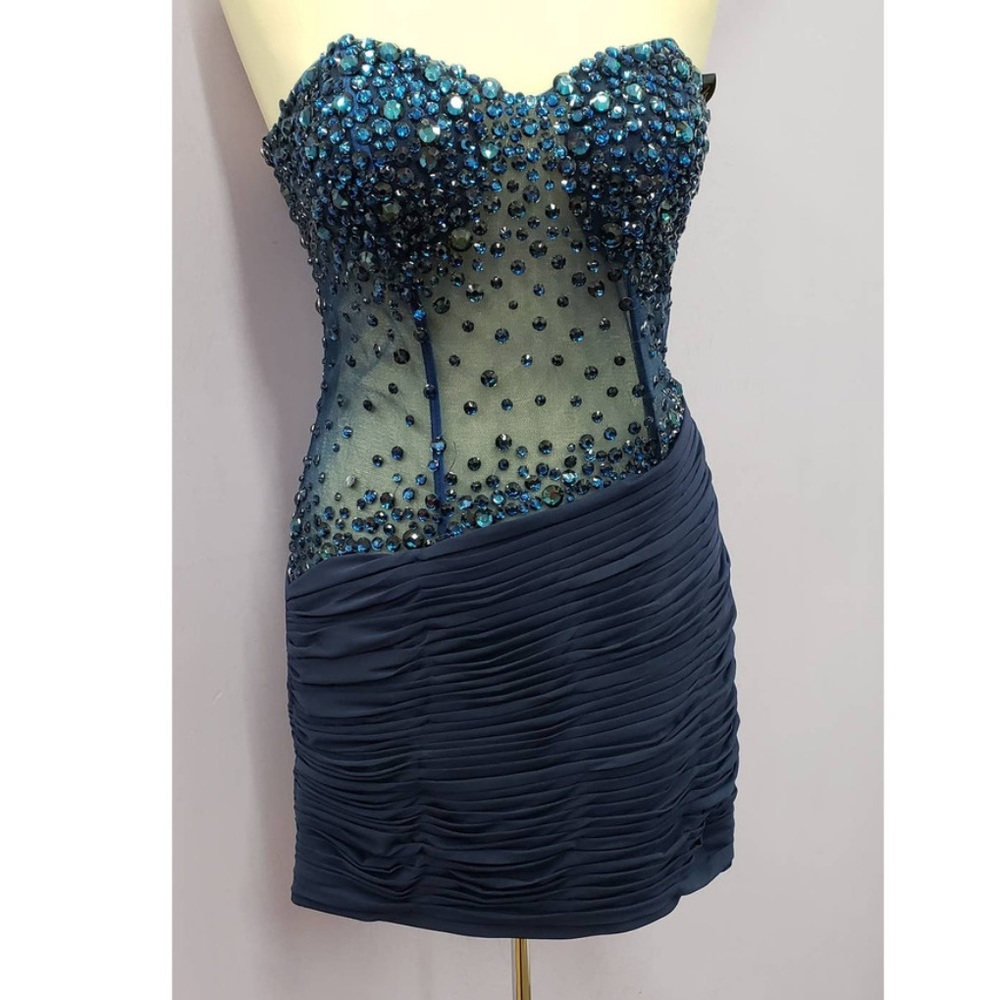 Jovani navy blue short dress 2026 prom